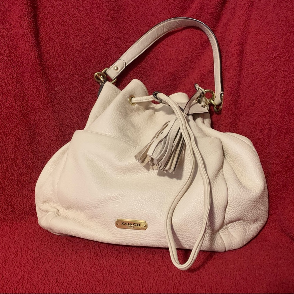 Coach white drawstring purse